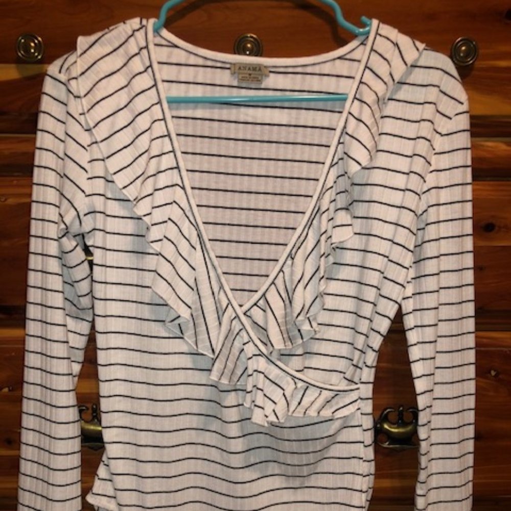 White and Black Stripped Bodysuit